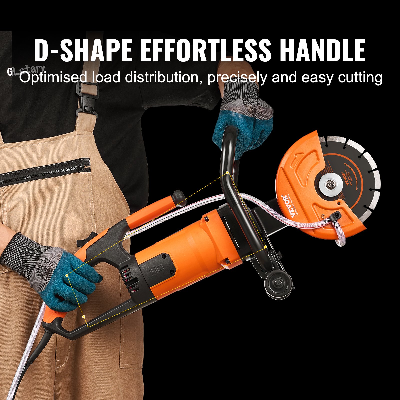 VEVOR Electric Concrete Saw, 180 mm, High-Performance Circular Saw 2000 W, Cutting Depth 63 mm, Wet/Dry Disc Saw with Water Pipe, Water Pump, Saw Blade, for Stone and Brick