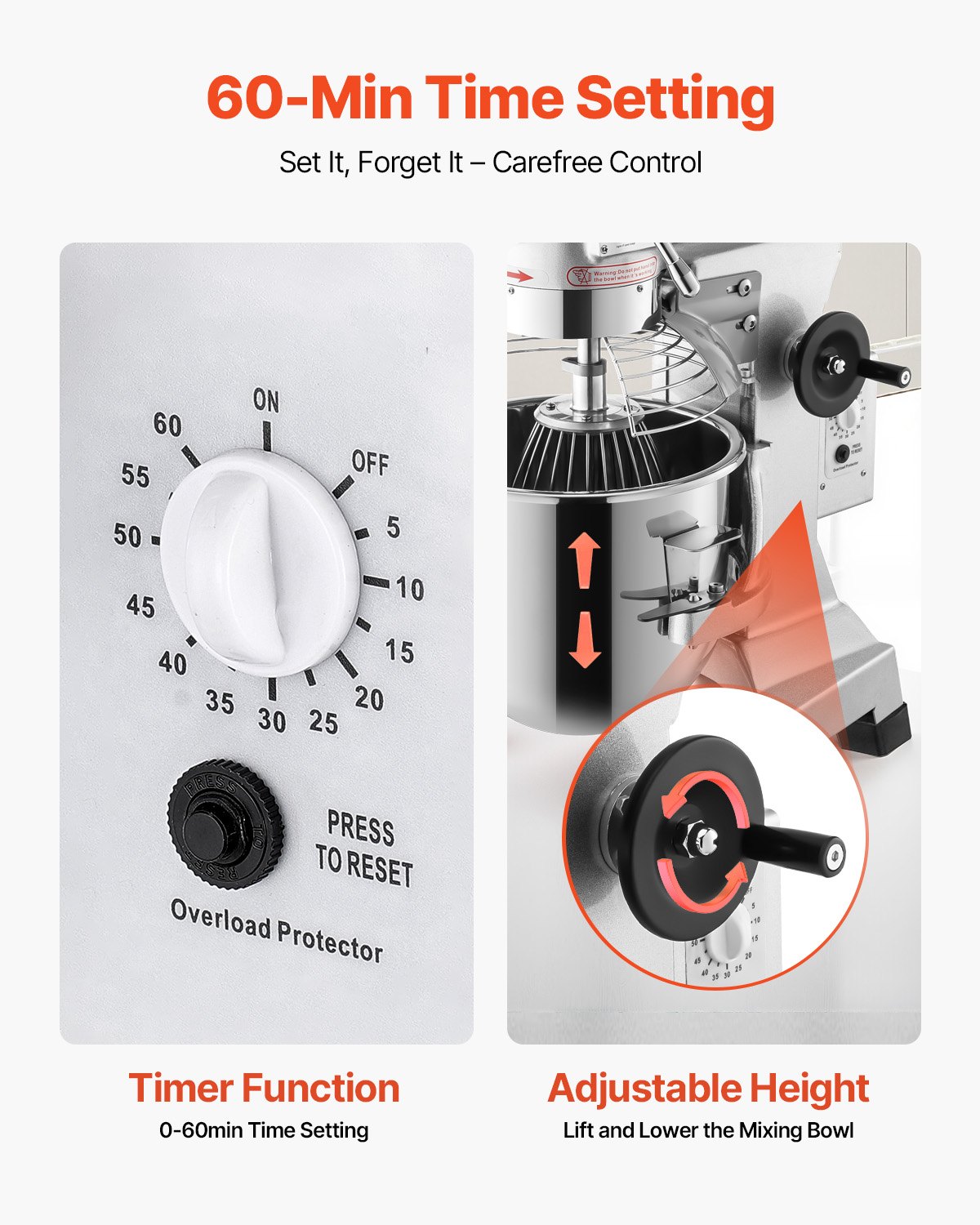 VEVOR Batidora Amasadora repostería Profesional de 3 Velocidades Soporte Comercial Acero 20L Robot de Cocina con Protector para Salpicaduras Batidora de Varillas 520x420x760mm