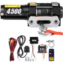 VEVOR Cabrestante Eléctrico, 2041 kg/4500 lb 2,5 kW Cabrestante para Coche con Mando a Distancia Inalámbrico, 13 m Cuerda Sintética Cabrestante Elevador Eléctrico Cabrestante para Rescatar Vehículos
