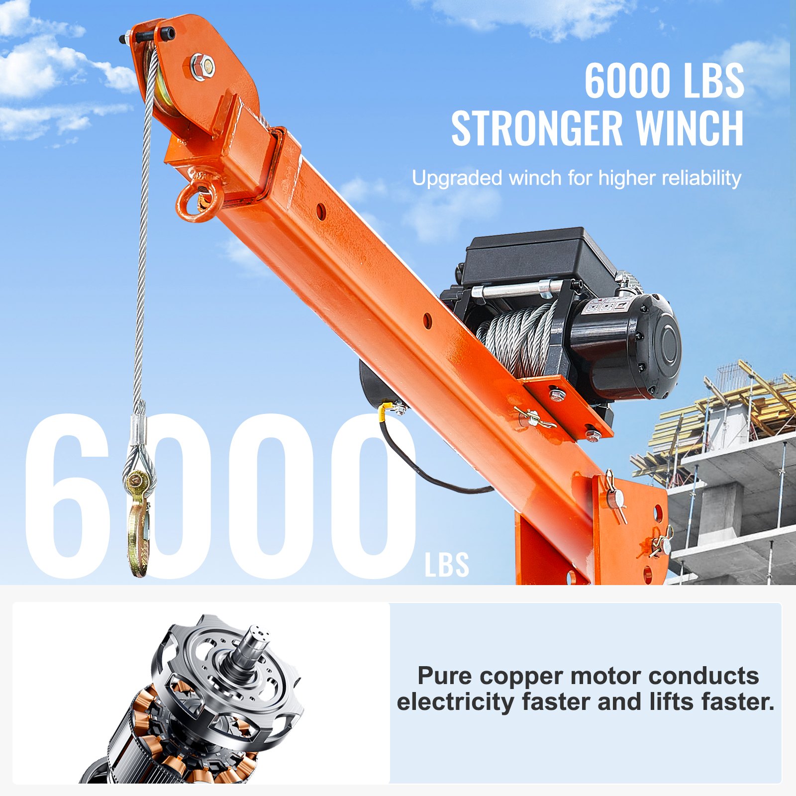 VEVOR Grúa Eléctrica para Camión Carga de 998 kg Grúa Plegable para Plataforma de Camión con Cabrestante Eléctrico de 2722 kg Grúa de Acero para Camioneta con Giro de 360° para Levantar Mercancías