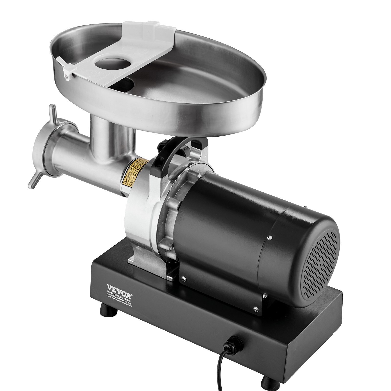 VEVOR Picadora de Carne Eléctrica de Acero Inoxidable 1100W (4600W Max) Máquina de Carne Industrial Capacidad de 450 kg/h con 2 Cuchillas, 2 Placas de Picado, Juego de Kubbe Cuerpo de Acero al Carbono
