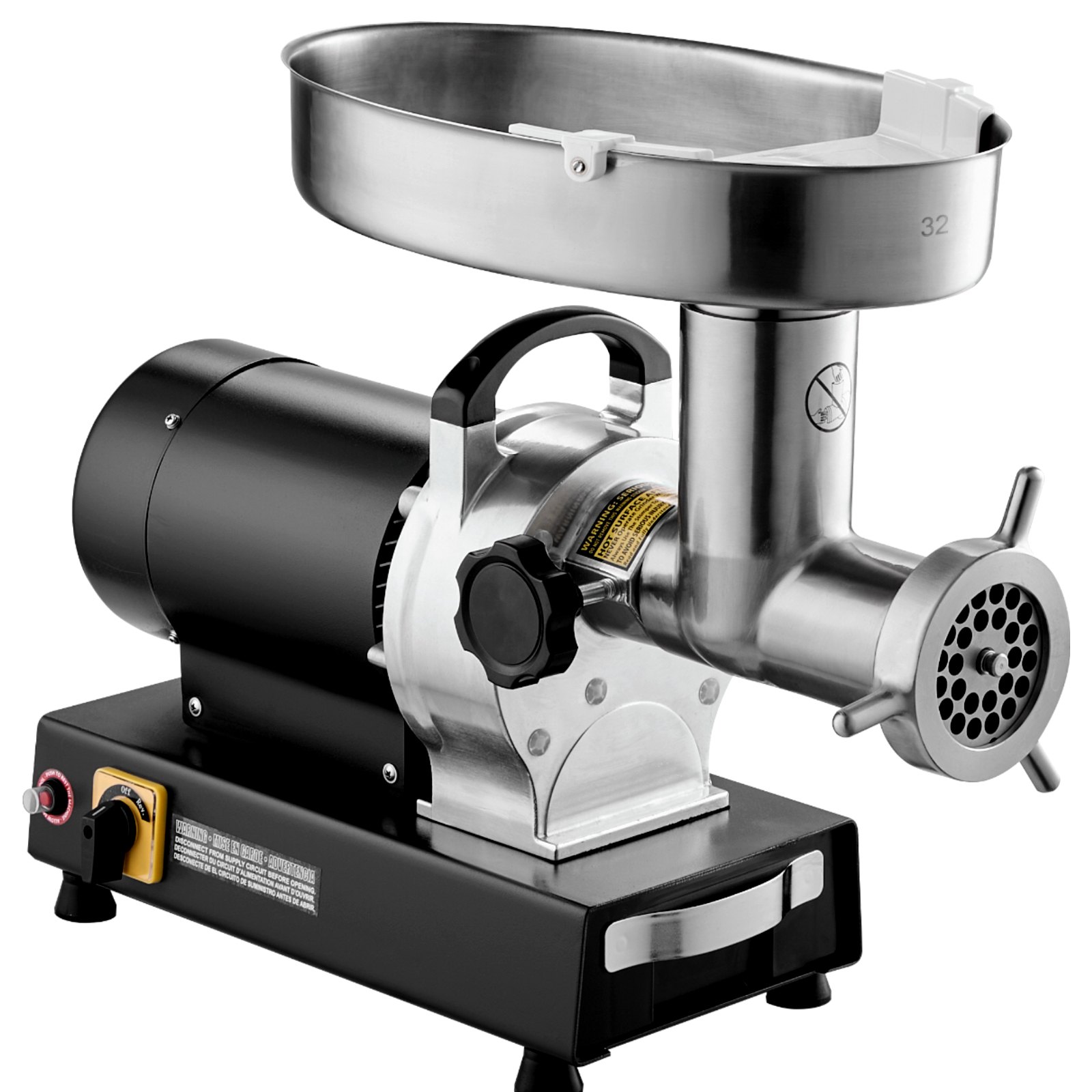 VEVOR Picadora de Carne Eléctrica de Acero Inoxidable 1100W (4600W Max) Máquina de Carne Industrial Capacidad de 450 kg/h con 2 Cuchillas, 2 Placas de Picado, Juego de Kubbe Cuerpo de Acero al Carbono