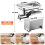 VEVOR Picadora de Carne 650W Picadora Eléctrica Multifunción 3,76 kg/min con 2 Cuchillas 2 Placas de Picado Empujador de Salchichas de Acero Inoxidable para Picar Rápidamente Carne Cebolla Ajo Hierbas