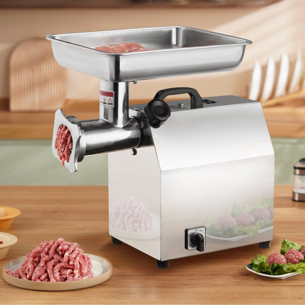 VEVOR Picadora de Carne 1100W Picadora Eléctrica Multifuncional 360 kg/h con 2 Cuchillas 2 Placas de Picado Empujador de Salchichas de Acero Inoxidable para Picar Rápidamente Carne Cebolla Ajo Hierbas