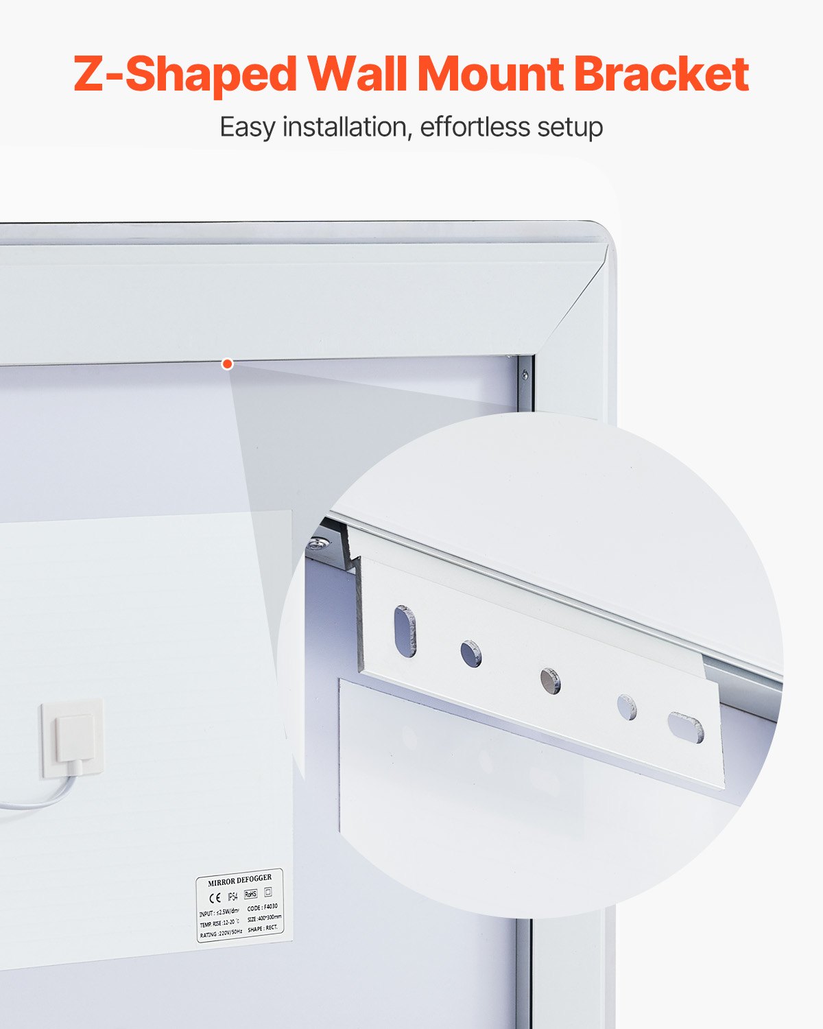 VEVOR Espejo de Tocador de Baño LED con Iluminación Frontal y Retroiluminada, con Memoria y Luces, con Temperatura Regulable de 3 Colores sin Niveles, 10-100%, Montado en la Pared, 700 x 1000 x 26 mm