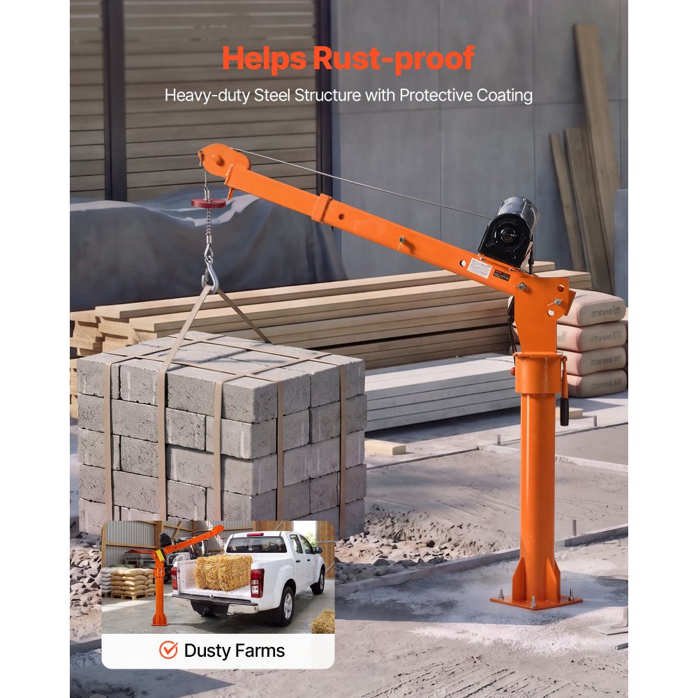 VEVOR Grúa Eléctrica para Camioneta Capacidad 998 kg, Control Remoto con Cable e Inalámbrico, Polipasto Eléctrico, Pluma Telescópica 360°, Base Plegable de Acero, Grúa Pickup para Elevación de Equipos