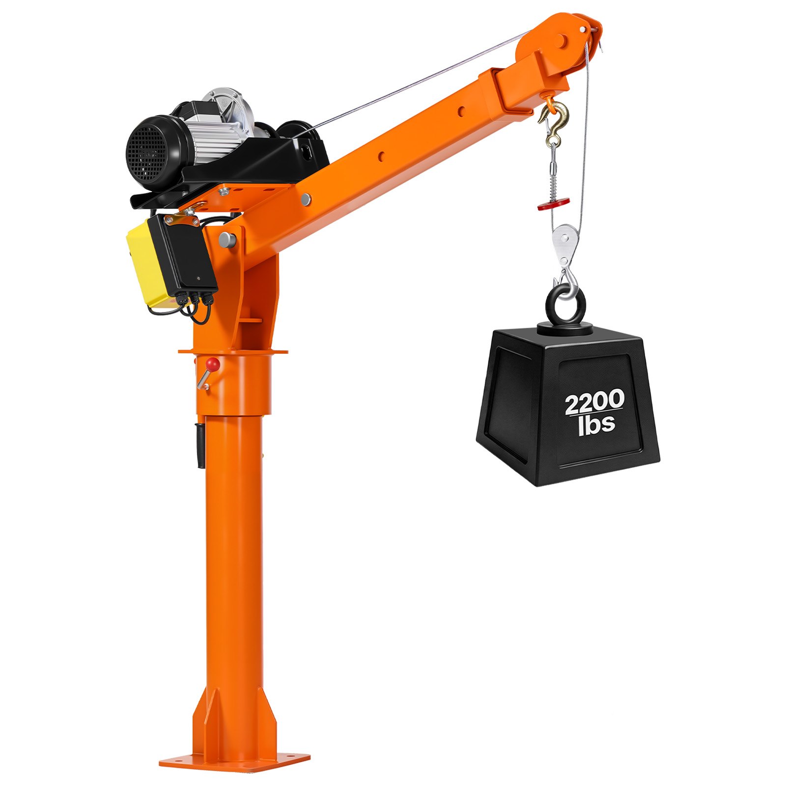 VEVOR Grúa Eléctrica para Camioneta Capacidad 998 kg, Control Remoto con Cable e Inalámbrico, Polipasto Eléctrico, Pluma Telescópica 360°, Base Plegable de Acero, Grúa Pickup para Elevación de Equipos