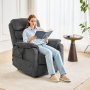 VEVOR Sillón Reclinable Eléctrico con Motor Doble y 2 Cuerdas Anticaída, Sillón Elevador con Calefacción y Masaje para Personas Mayores, Ajuste de Posición Infinito, Tamaño Mediano, Gris Oscuro