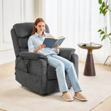 VEVOR Sillón Reclinable Eléctrico con Calefacción y Masaje, Tamaño M Gris Oscuro