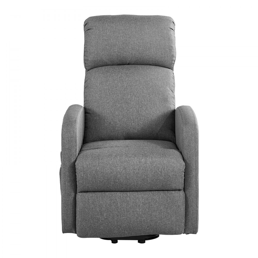 VEVOR Sillón Relax Reclinable Eléctrico, Sillón Relax Levantapersonas, Acolchado con Reposapiés Bolsillos Laterales de Almacenamiento, Control remoto, Lino Textil, para Dormitorio Salón, Gris Claro