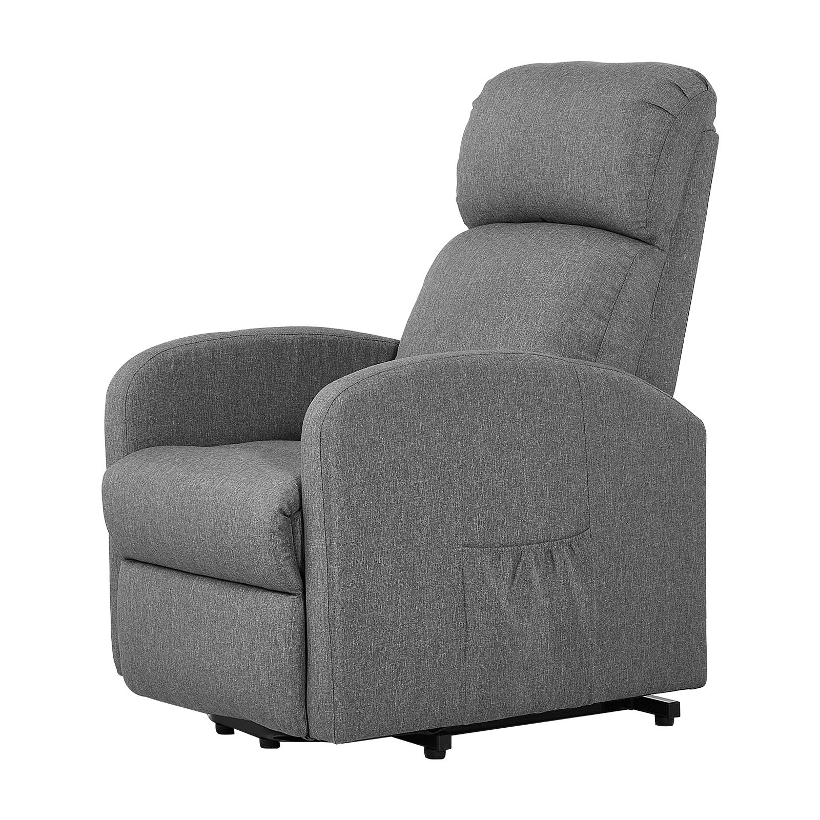 VEVOR Sillón Relax Reclinable Eléctrico, Sillón Relax Levantapersonas, Acolchado con Reposapiés Bolsillos Laterales de Almacenamiento, Control remoto, Lino Textil, para Dormitorio Salón, Gris Claro
