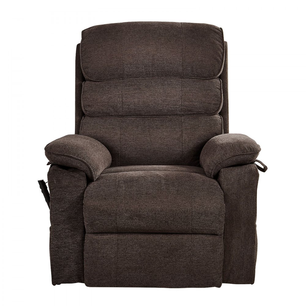 VEVOR Sillón Relax Reclinable Eléctrico, Sillón Relax de Masaje, con Reposapiés Calefacción Mando a Distancia Bolsillos Laterales de Almacenamiento, Tela Chenilla, para Salón Dormitorio, Color Marrón