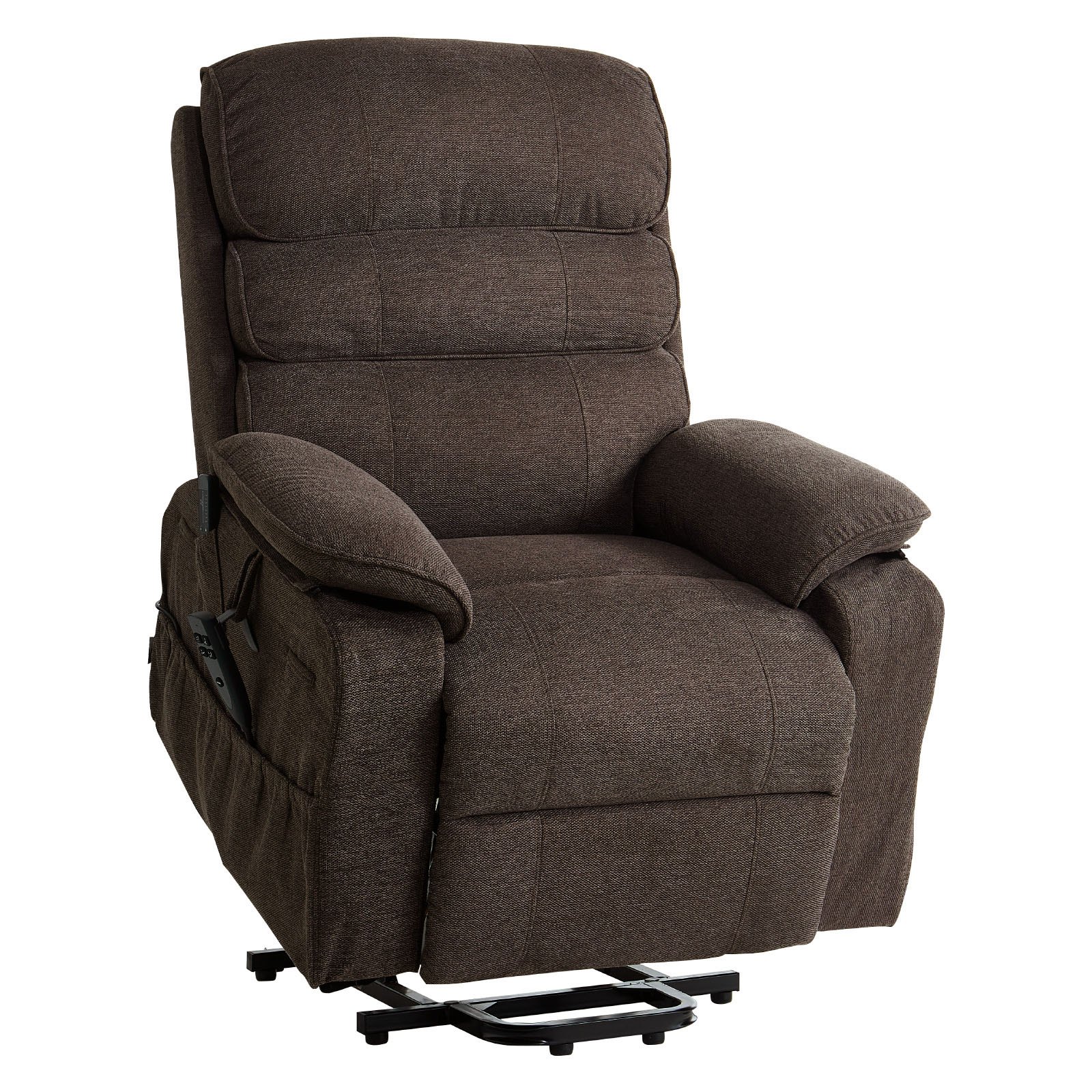 VEVOR Sillón Relax Reclinable Eléctrico, Sillón Relax de Masaje, con Reposapiés Calefacción Mando a Distancia Bolsillos Laterales de Almacenamiento, Tela Chenilla, para Salón Dormitorio, Color Marrón