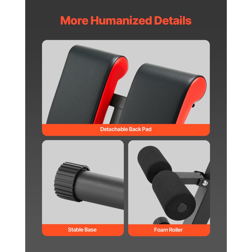 VEVOR Banco de Pesas Multifuncional para Entrenamiento de Cuerpo Completo, Banco de Hiperextensión con Silla Romana, Equipo Ajustable y Plegable de 150 kg para Entrenamiento de Espalda, Brazos