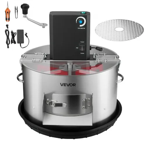 VEVOR Recortadora de Cogollos Eléctrica de 370 mm Máquina Recortadora de Hojas con Cuchilla de Acero Inoxidable para Corte Hidropónico en Seco y Húmedo con Bandeja y Tapa Transparente para Brotes