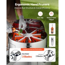 VEVOR Recortadora de Cogollos Eléctrica 415 mm Máquina Recortadora de Hojas Inclinable con Cuchilla de Acero Inoxidable y Bolsa Recolectora para Cultivo Hidropónico, para Brotes, Hierbas Aromáticas