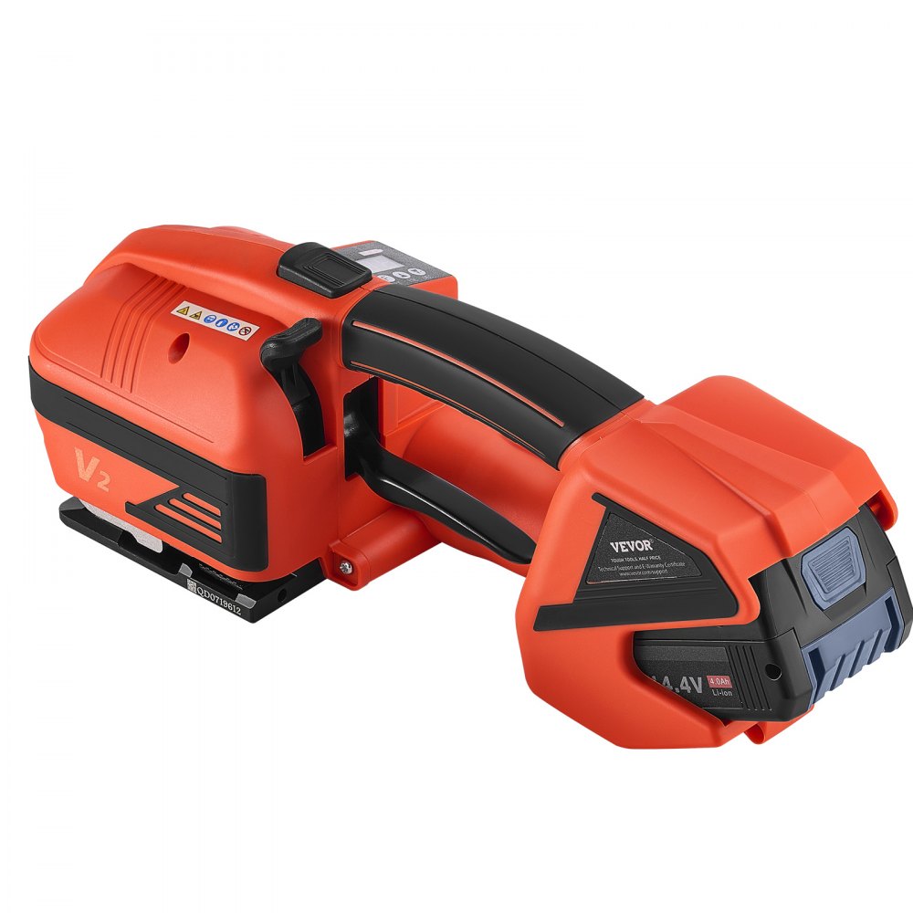 VEVOR Electric Strapping Machine, 2 x 4000mAh Batteries, Automatic Strapping Tool with Digital Display for 9-16 mm Wide PP/PET Straps, Banding Tensioner Machine for Packaging Box Pallet