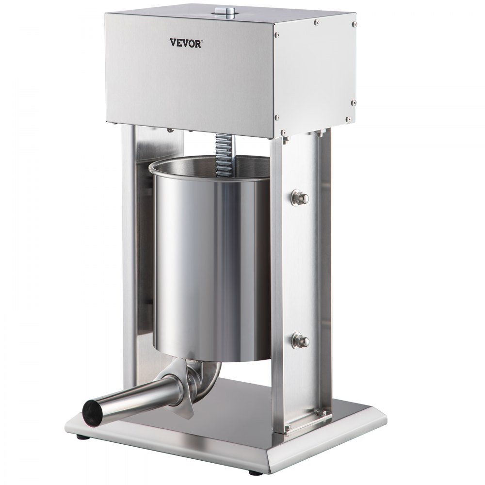 VEVOR Electric Sausage Stuffer, Sausage Filling Machine, 10 L, Stainless Steel + Aluminum, 200 W. Professional Silver Sausage Machine including 37 / 30 / 21 / 15 mm Filling Tubes, Adjustable Vertical Sausage Press