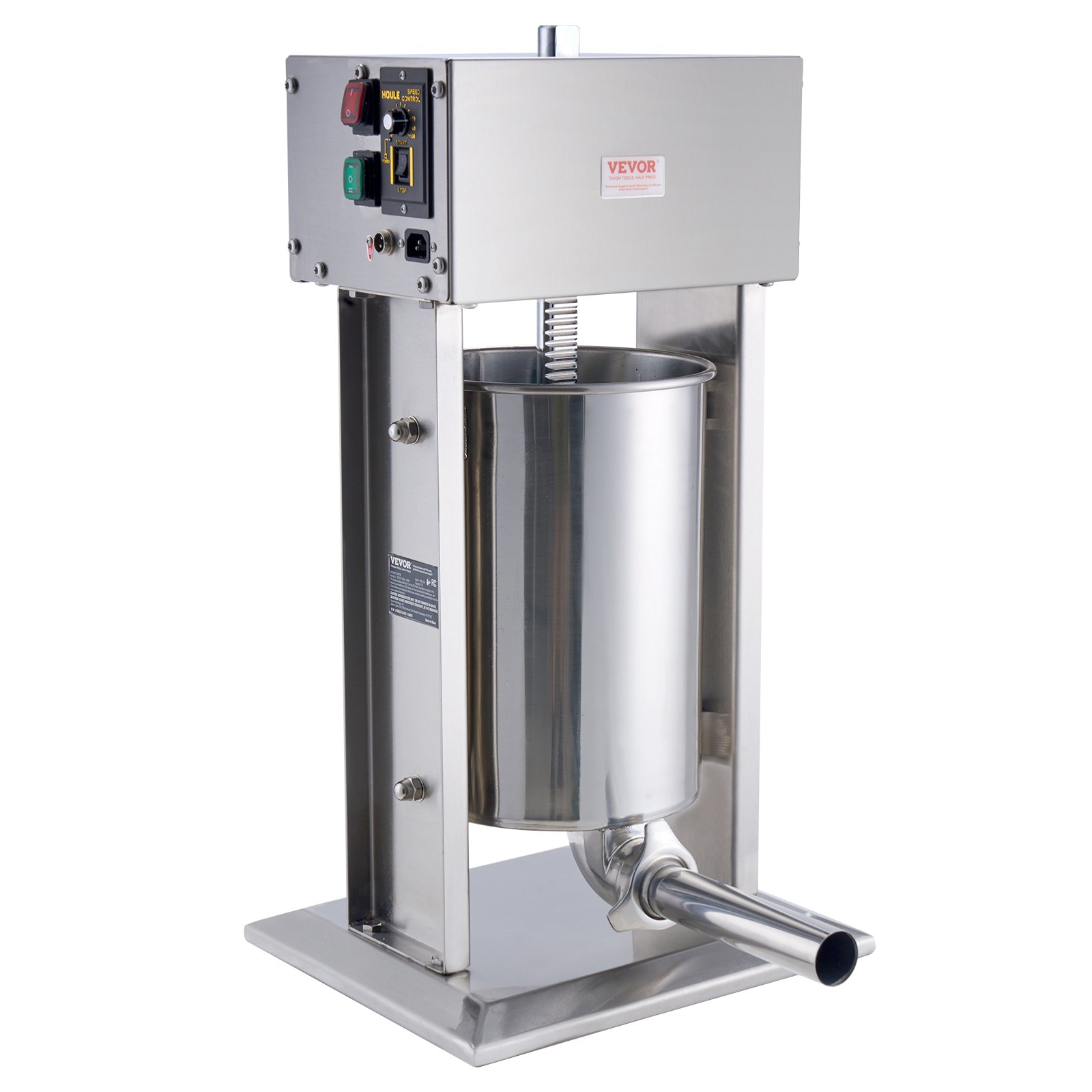 VEVOR Electric Sausage Stuffer, 12L / 25lb Vertical Meat Stuffer, 200W Motor, Stepless Speed Control and Foot Pedal, Made of Food-Grade 304 Stainless Steel, 5 Filling Tubes for Home and Commercial Use
