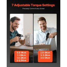 VEVOR Juego de Destornilladores Inalámbricos, 0,5-5 Nm, Batería de 2500 mAh, 32 Puntas, Pantalla Digital, Luz LED y Carga Tipo C, para Reparación Eléctrica de Muebles, Negro, 141 x 119 x 46 mm