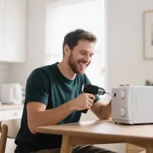 VEVOR Juego de Destornilladores Inalámbricos, 0,5-5 Nm, Batería de 2500 mAh, 32 Puntas, Pantalla Digital, Luz LED y Carga Tipo C, para Reparación Eléctrica de Muebles, Negro, 141 x 119 x 46 mm