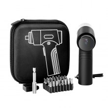 VEVOR Juego de Destornilladores Inalámbricos, 0,5-5 Nm, Batería de 2500 mAh, 32 Puntas, Pantalla Digital, Luz LED y Carga Tipo C, para Reparación Eléctrica de Muebles, Negro, 141 x 119 x 46 mm