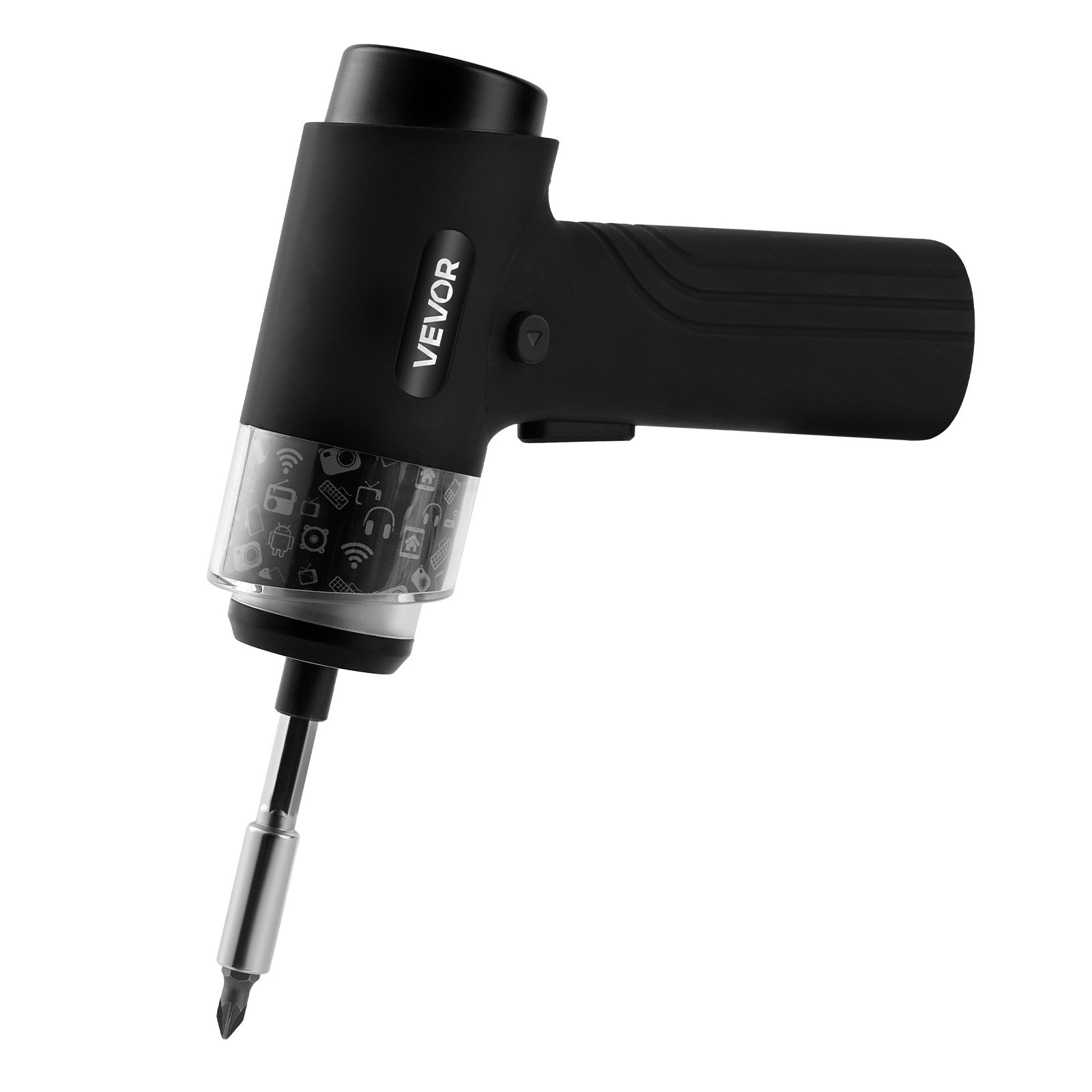 VEVOR Juego de Destornilladores Inalámbricos, 0,5-5 Nm, Batería de 2500 mAh, 32 Puntas, Pantalla Digital, Luz LED y Carga Tipo C, para Reparación Eléctrica de Muebles, Negro, 141 x 119 x 46 mm