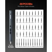VEVOR Destornillador Eléctrico de Precisión, 48 Puntas Magnéticas, con Caja de Almacenamiento Magnética, Luz LED y Función de Carga Tipo C, a Reparar Celulares y Computadoras Portátiles, 260 RPM
