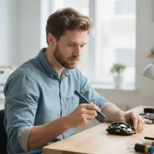 VEVOR Destornillador Eléctrico de Precisión, 48 Puntas Magnéticas, con Caja de Almacenamiento Magnética, Luz LED y Función de Carga Tipo C, a Reparar Celulares y Computadoras Portátiles, 260 RPM