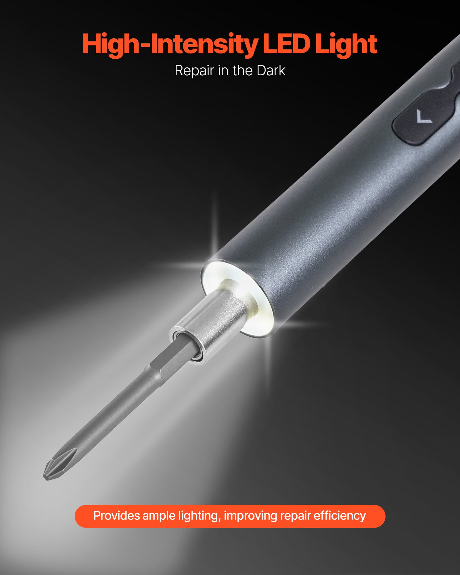 VEVOR Destornillador Eléctrico de Precisión, 48 Puntas Magnéticas, con Caja de Almacenamiento Magnética, Luz LED y Función de Carga Tipo C, a Reparar Celulares y Computadoras Portátiles, 260 RPM