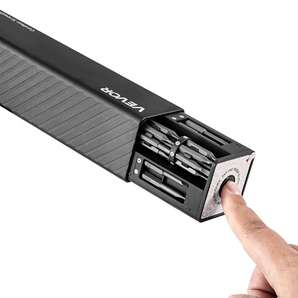 VEVOR Destornillador Eléctrico de Precisión, 52 Puntas Magnéticas, con Caja de Almacenamiento Magnética, Luz LED y Función de Carga Tipo C, a Reparar Celulares y Computadoras Portátiles, 165 RPM