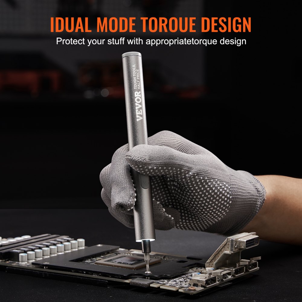 VEVOR Mini Destornillador Inalámbrico con Fuego de 24 Puntas de Destornillador Eléctrico Recargable Par Máximo Eléctrico de 0,3 Nm Manual de 3 Nm Velocidad de 170 rpm para Reparación de Gafas PC
