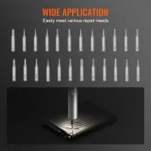 VEVOR Mini Destornillador Inalámbrico con Fuego de 24 Puntas de Destornillador Eléctrico Recargable Par Máximo Eléctrico de 0,3 Nm Manual de 3 Nm Velocidad de 170 rpm para Reparación de Gafas PC