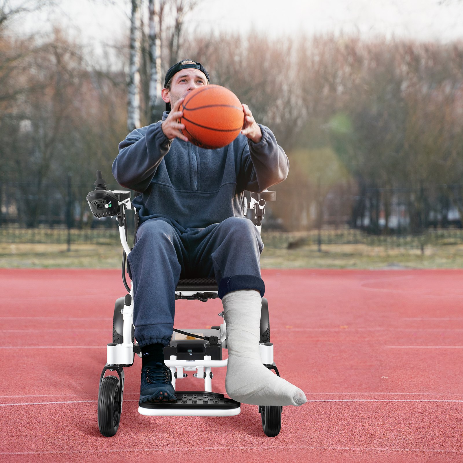 VEVOR Electric Wheelchair, Load Capacity 136 kg, Width 45 cm, Lightweight, Foldable, Motorized Electric Wheelchair, Range up to 20 km, All-Terrain Chair Made of Aluminum Alloy