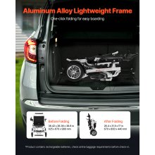 VEVOR Silla de Ruedas Eléctrica Capacidad 136kg Plegable Ligera Asiento de 53 cm
