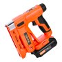 VEVOR Grapadora Eléctrica Inalámbrica 2 en 1, Calibre 18, 15 mm, con 1000 Grapas y 1000 Clavos, Agarre de Goma Antideslizante y Cargador, Ideal para Proyectos de Carpintería y Bricolaje, Naranja