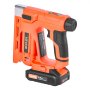 VEVOR Grapadora Eléctrica Inalámbrica 2 en 1, Calibre 18, 15 mm, con 1000 Grapas y 1000 Clavos, Agarre de Goma Antideslizante y Cargador, Ideal para Proyectos de Carpintería y Bricolaje, Naranja