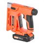 VEVOR Grapadora Eléctrica Inalámbrica 2 en 1, Calibre 18, 15 mm, con 1000 Grapas y 1000 Clavos, Agarre de Goma Antideslizante y Cargador, Ideal para Proyectos de Carpintería y Bricolaje, Naranja