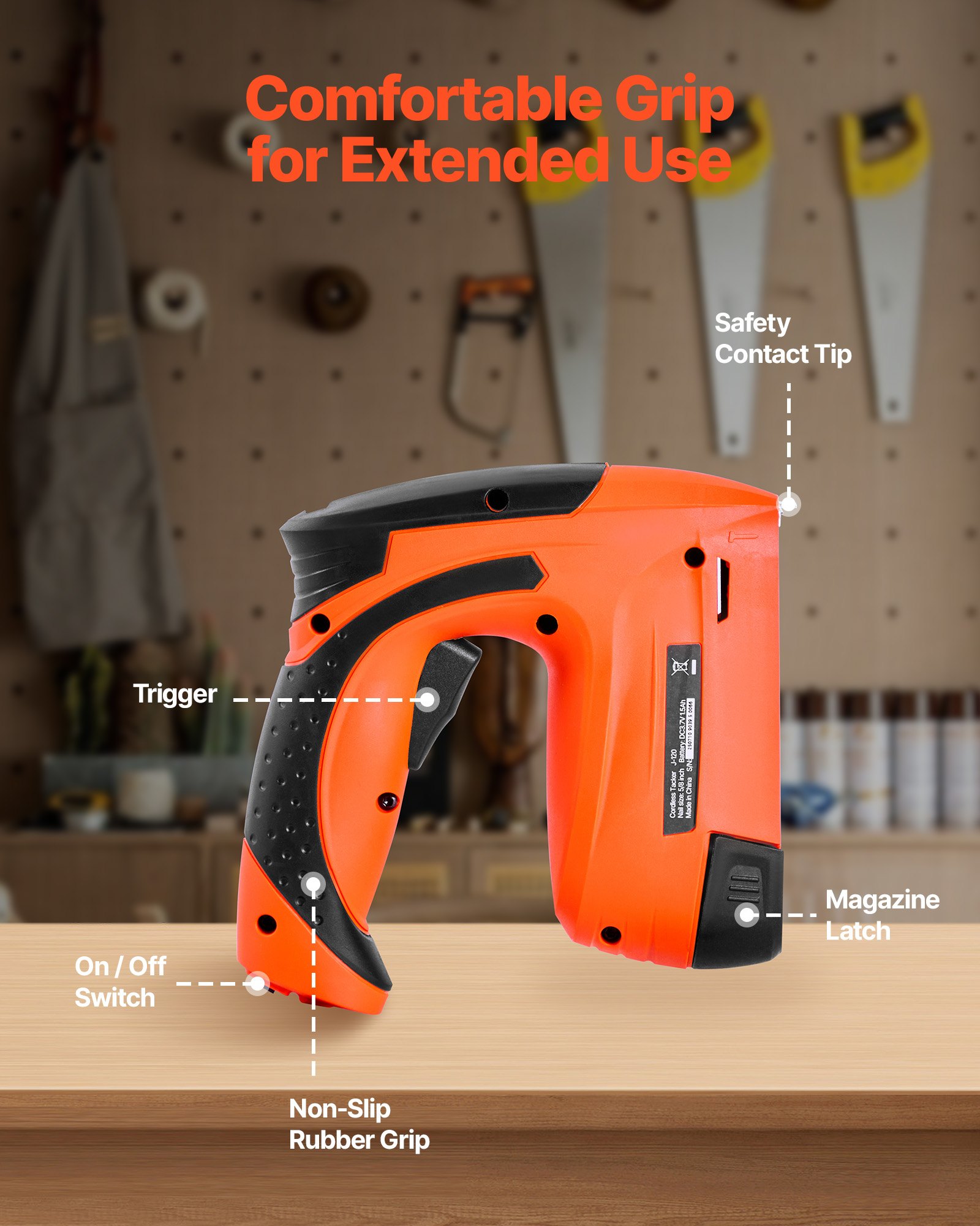 VEVOR Cordless Brad Nailer, 2-in-1 Nail Gun Staple Gun, 18 Gauge 15 mm, Battery Powered, with 1000 Pcs Staples and 1000 Pcs Nails, Non-Slip Rubber Grip, for Woodworking, Carpentry and DIY Projects