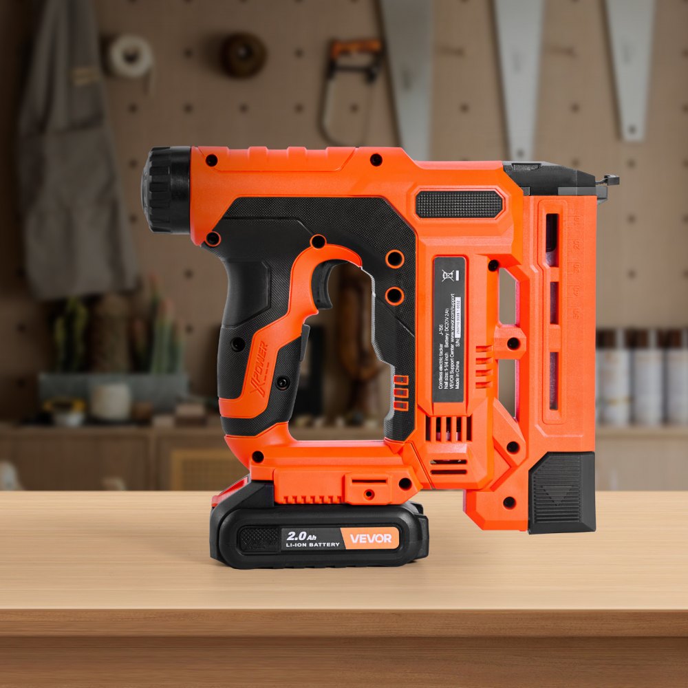 VEVOR Cordless Brad Nailer, 2-in-1 Nail Gun Staple Gun, 18 Gauge 32 mm, Includes 500 Pcs Staples and 500 Pcs Nails, with Battery and Charger, Non-Slip Rubber Grip, for Woodworking DIY Projects