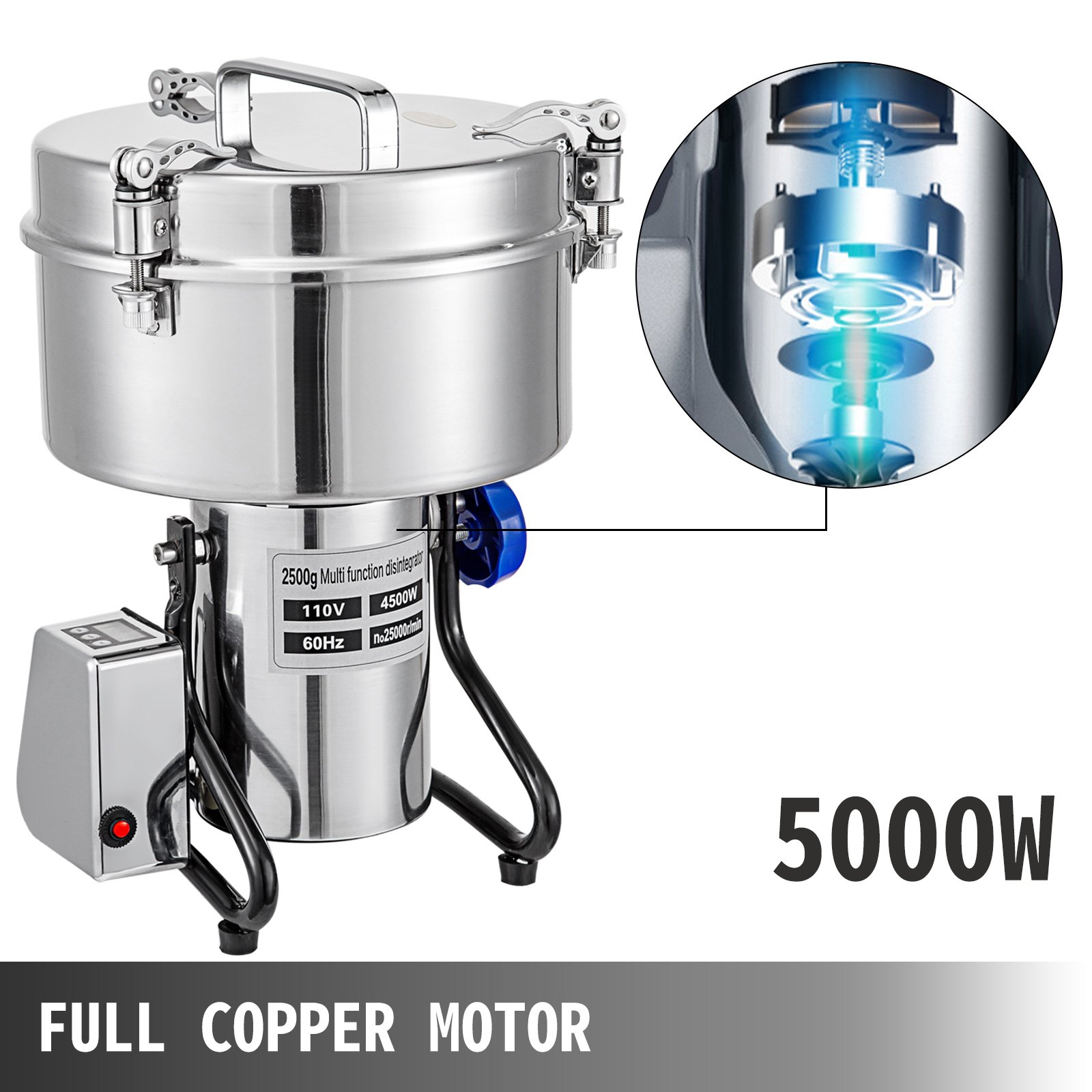 Vevor 2,5 Kg 25000 R/min Molinillo Eléctrico Máquina Para Moler Granos Cereales