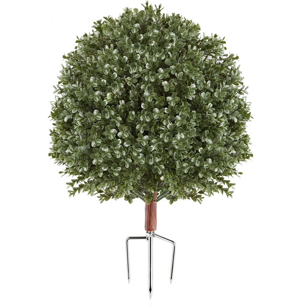 VEVOR Árboles Artificiales Exterior 508 mm 2 Árboles Topiarios Artificiales para Macetas, Bordes, Caminos, con Hojas de PE, Estacas de Acero y Follaje de Boj para Decoración Exterior Verde Todo el Año