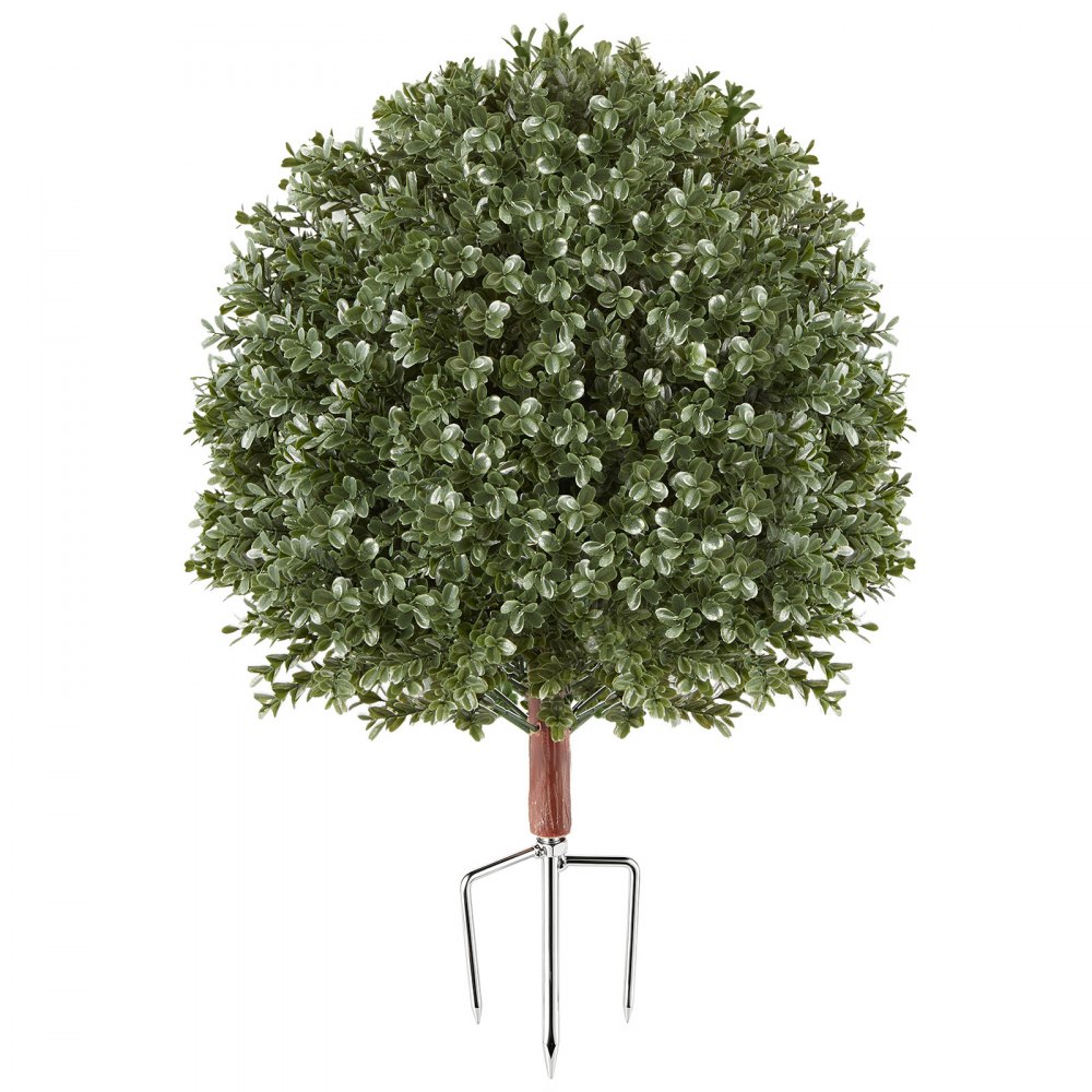 VEVOR Árboles Artificiales Exterior 508 mm 2 Árboles Topiarios Artificiales para Macetas, Bordes, Caminos, con Hojas de PE, Estacas de Acero y Follaje de Boj para Decoración Exterior Verde Todo el Año