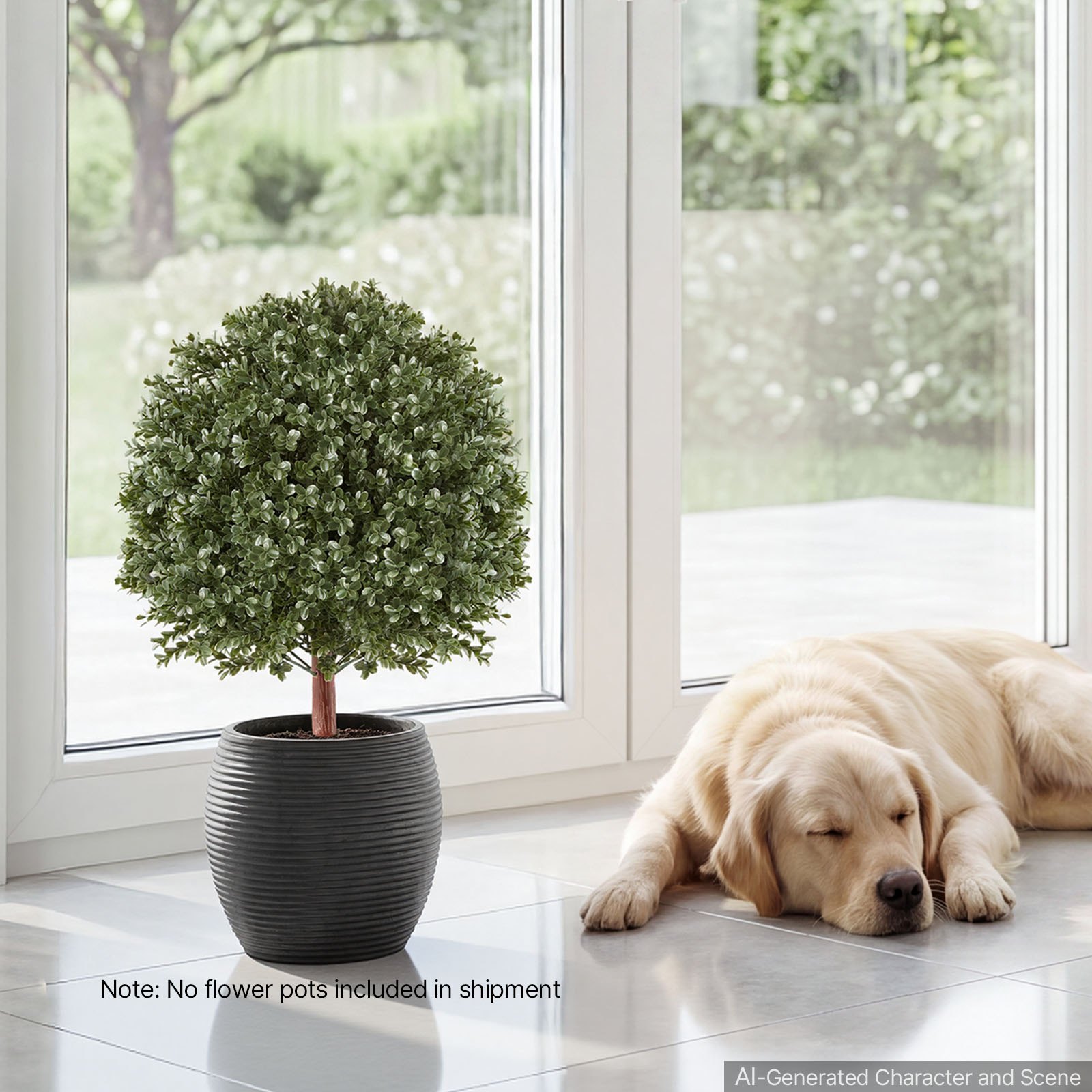 VEVOR Árboles Artificiales Exterior 508 mm 2 Árboles Topiarios Artificiales para Macetas, Bordes, Caminos, con Hojas de PE, Estacas de Acero y Follaje de Boj para Decoración Exterior Verde Todo el Año