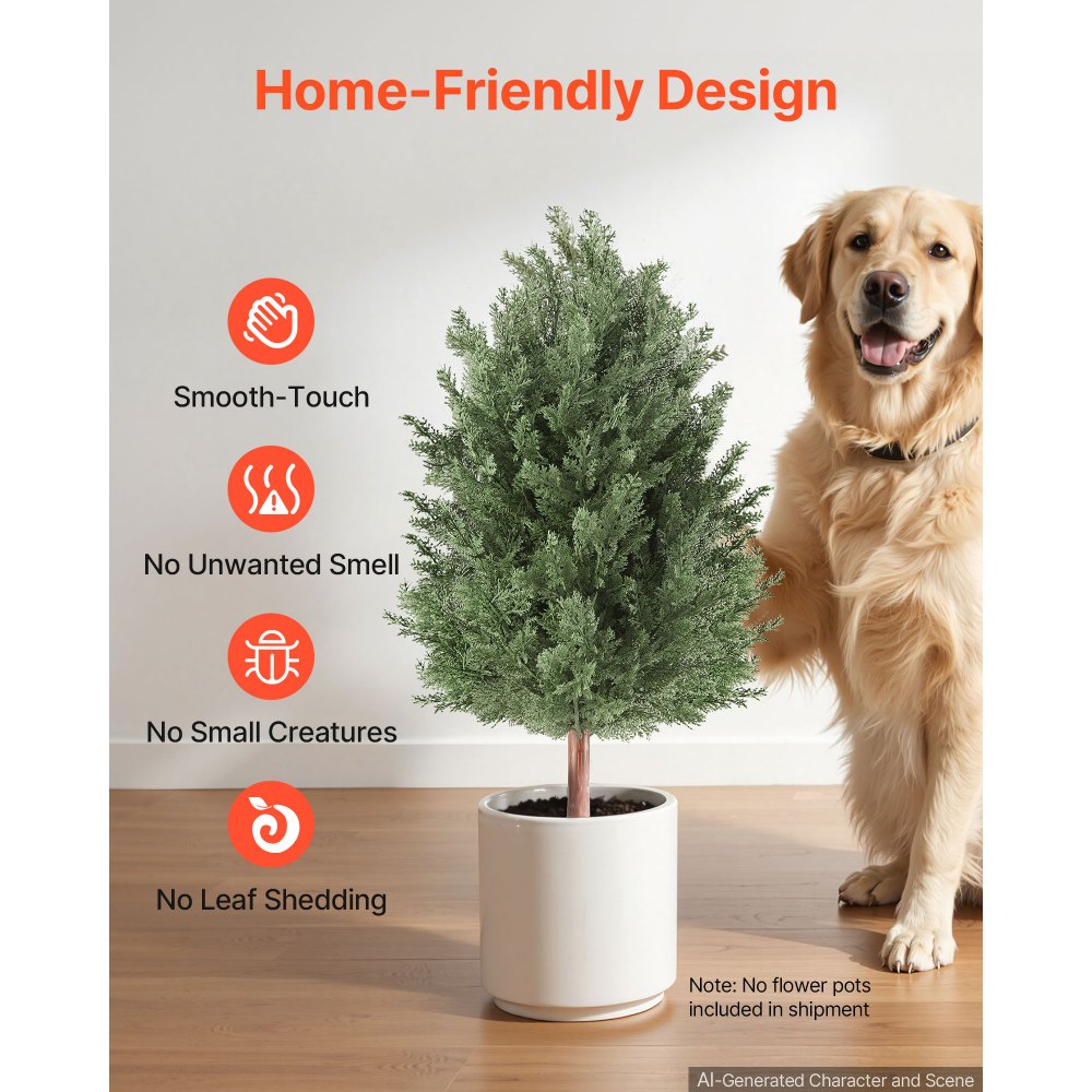 VEVOR Árboles Artificiales Exterior 91 cm, 2 Árboles Topiarios Artificiales para Macetas, Entradas, Caminos, con Hojas de PE, Estacas Integradas y Follaje de Cedro para Decoración Exterior Todo el Año