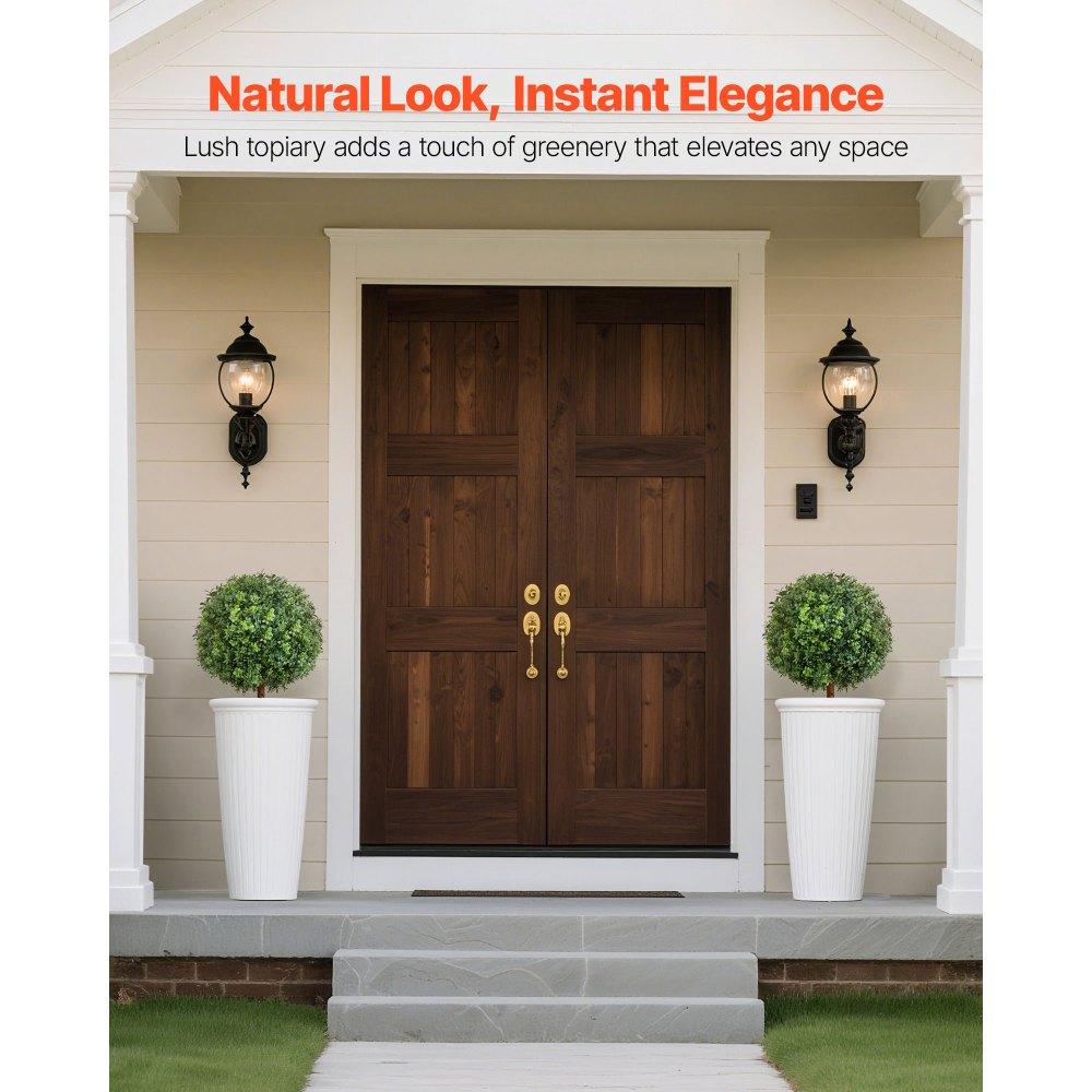 VEVOR Bolas de Boj Artificiales para Topiario de Exterior con Estaca, 559 mm, 2 uds, Plantas Artificiales, Arbustos de Imitación para Decoración, Porche, Patio, Jardín, Balcón y Patio Trasero