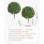 VEVOR Bolas de Boj Artificiales para Topiario de Exterior con Estaca, 559 mm, 2 uds, Plantas Artificiales, Arbustos de Imitación para Decoración, Porche, Patio, Jardín, Balcón y Patio Trasero