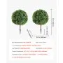 VEVOR Topiario Artificial de Boj con Estaca, Planta Decorativa, para Porche, Exterior e Interior, Patio, Jardín, Balcón y Patio Trasero, Resistente a la Intemperie, 400 x 400 x 686 mm, 2 uds,
