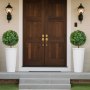 VEVOR Artificial Topiary Boxwood Trees with Ground Spike, 2 Set 686mm Faux Shrubs & Bushes Potted Plants, Fake Silk Tree Look Real for Decor Front Porch Outdoor Indoor Patio Garden Balcony Backyard