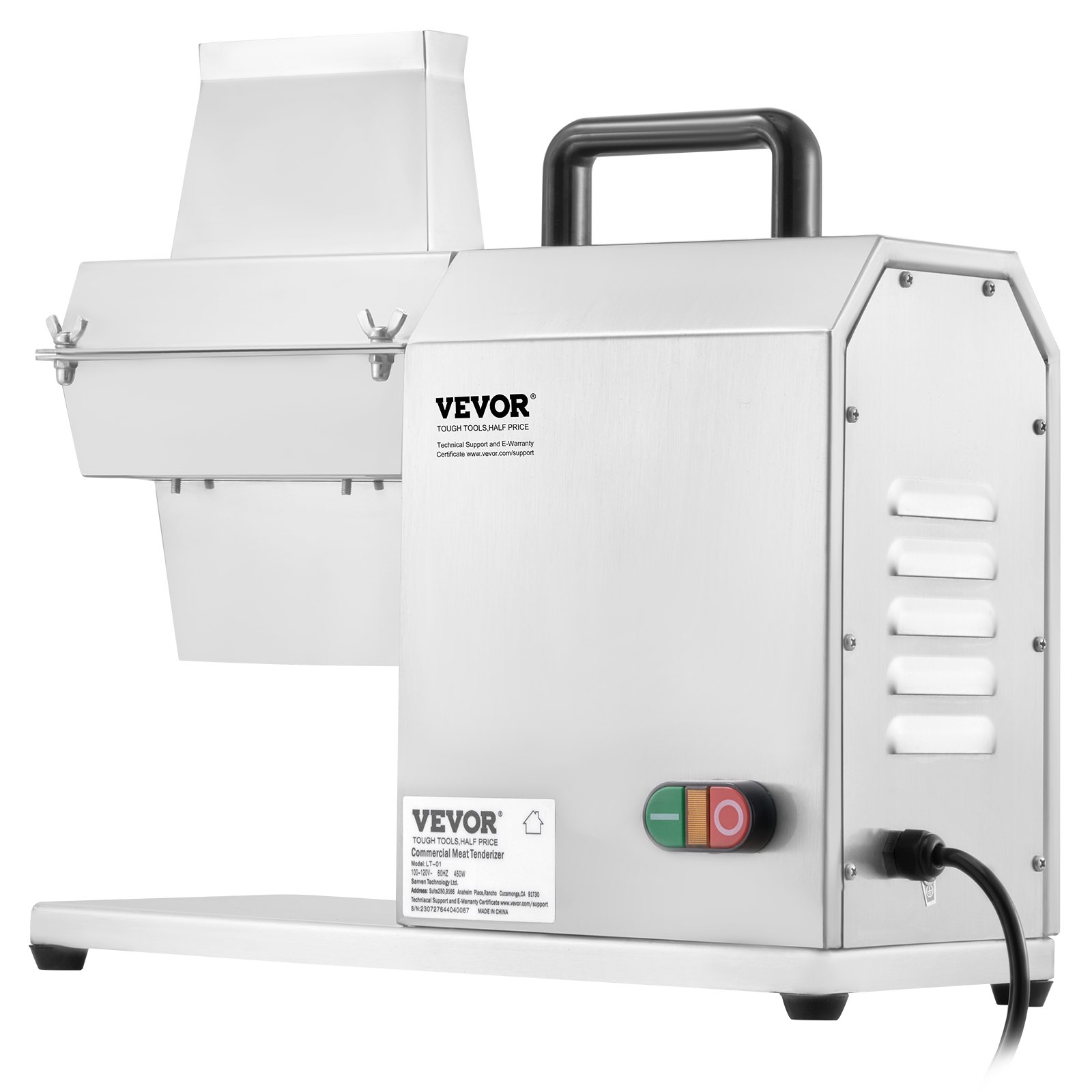 VEVOR Ablandador de Carne Eléctrico Comercial 450 W Máquina Ablandadora de Carne Acero Inoxidable 120 kg/h con 54 Cuchillas Herramienta para Ablandar Carne para Preparar Filete Pollo Cerdo